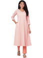 Women Peach Printed Cotton Kurta & Pant Set by Myshka (