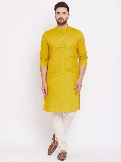 Men's Yellow Cotton Kurta