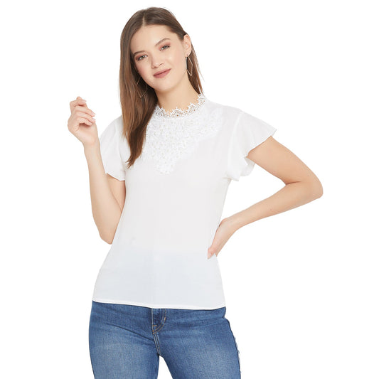 Women's Embellished Self Design Round Neck