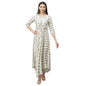 Women's Multicolor Rayon Printed 3/4 Sleeve Round Neck Casual Dress