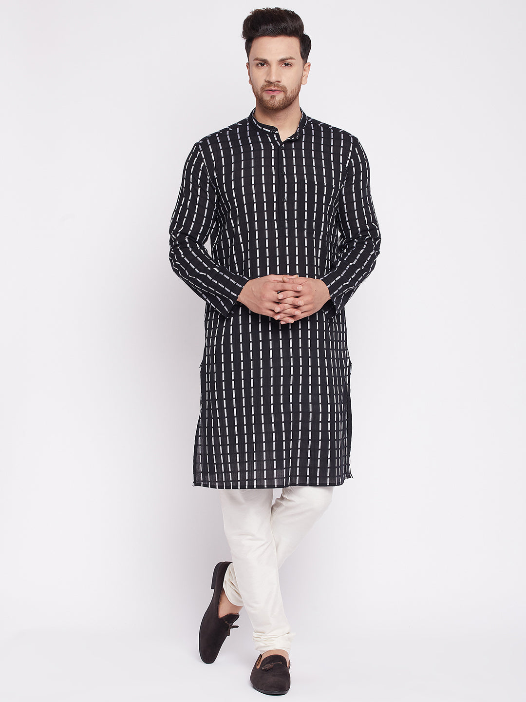 Men's Long Kurta with Band Colla