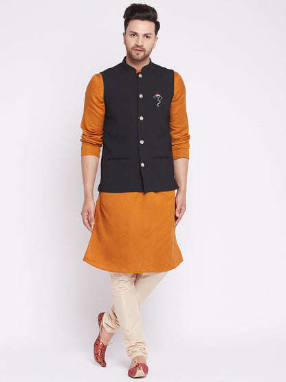 Men's Nehru Jacket With Embroided Insignia Of Lord Ganesh