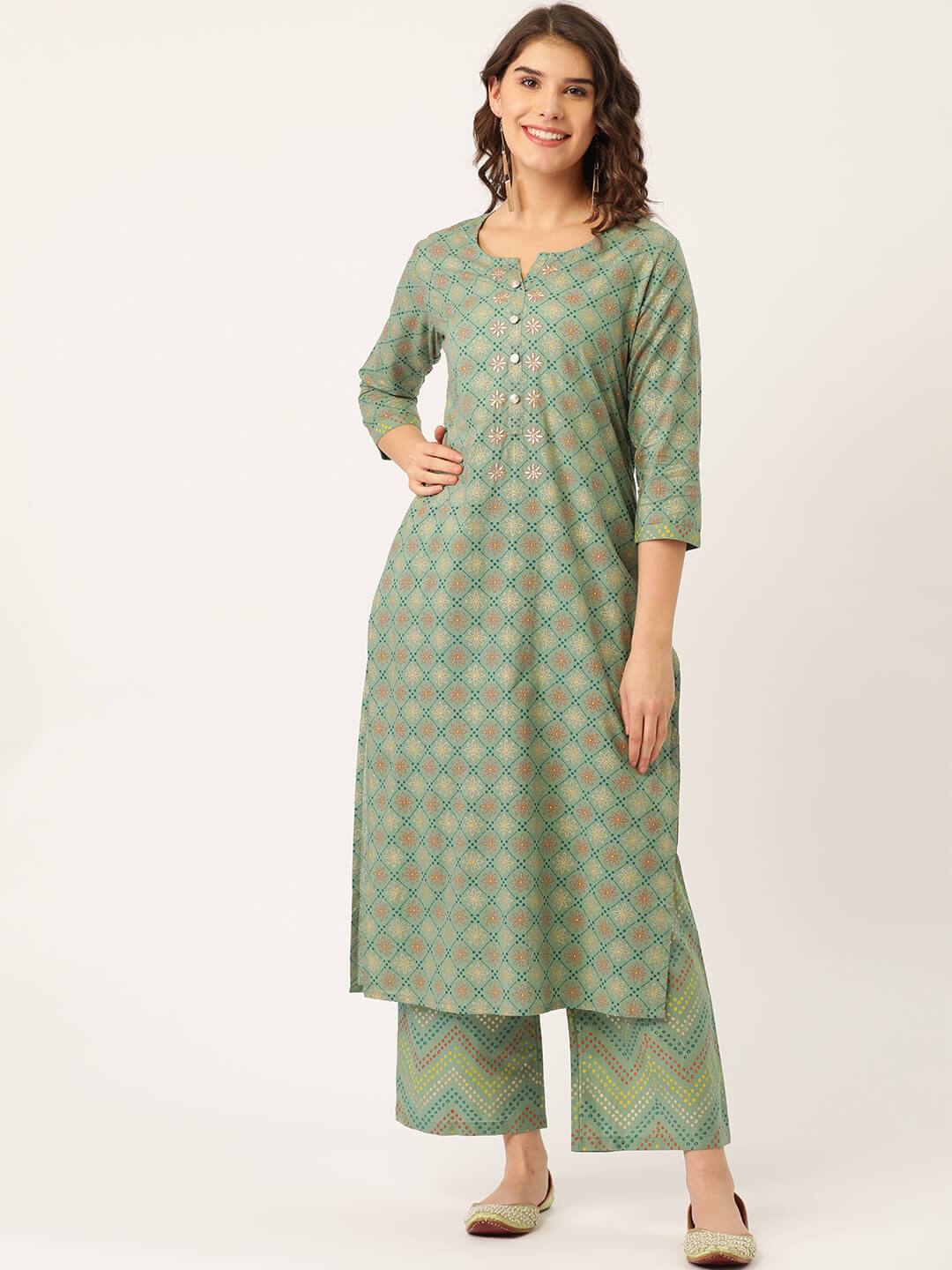 Women's Cotton Printed Embroidered Suit Set