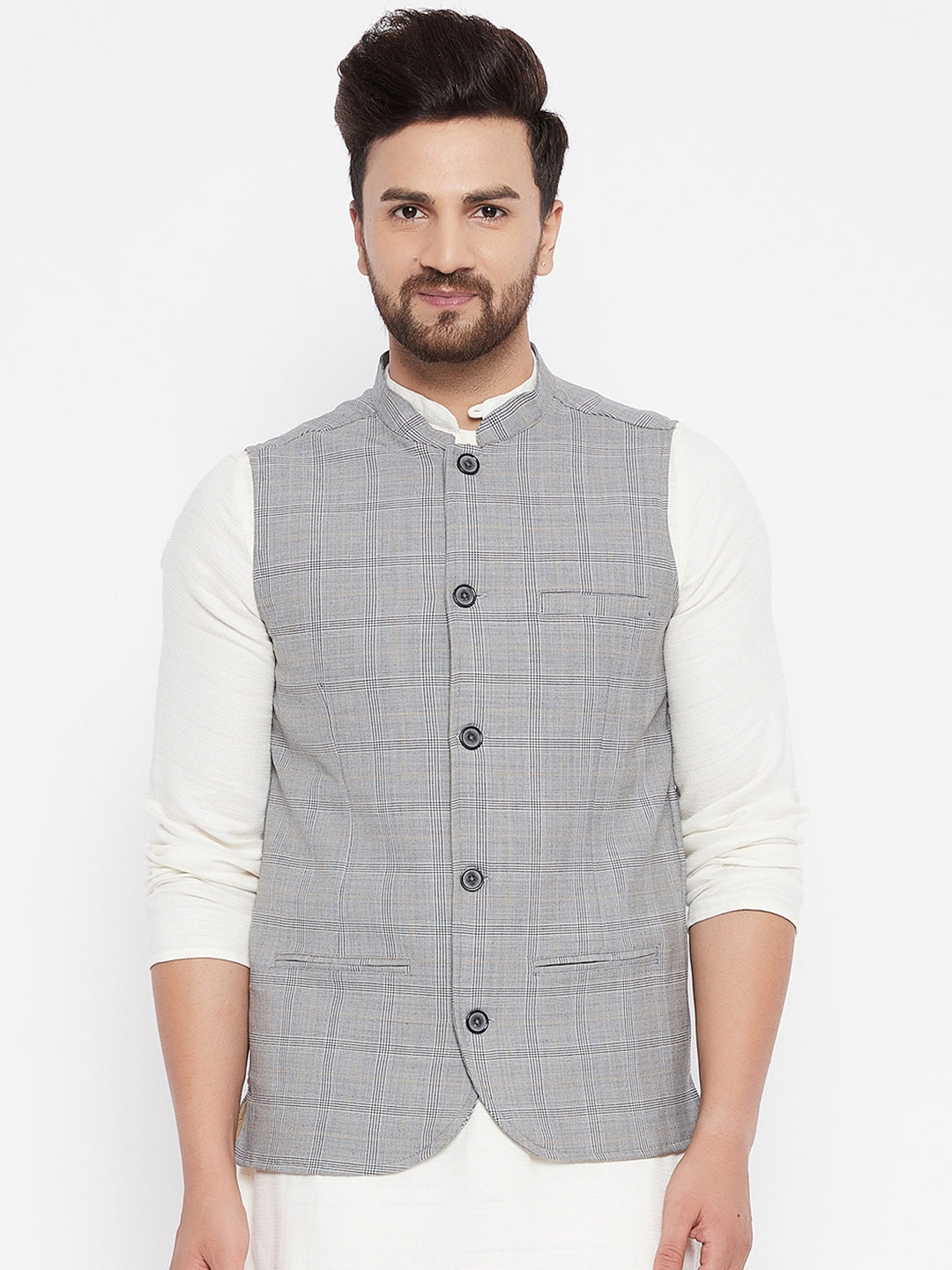 Men's Grey Woven Design Jacket