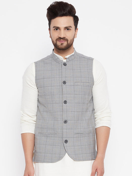 Men's Grey Woven Design Jacket