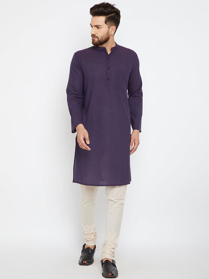 Men's Deep Purple Cotton Kurta