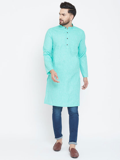 Men's Aqua Blue Cotton Kurta