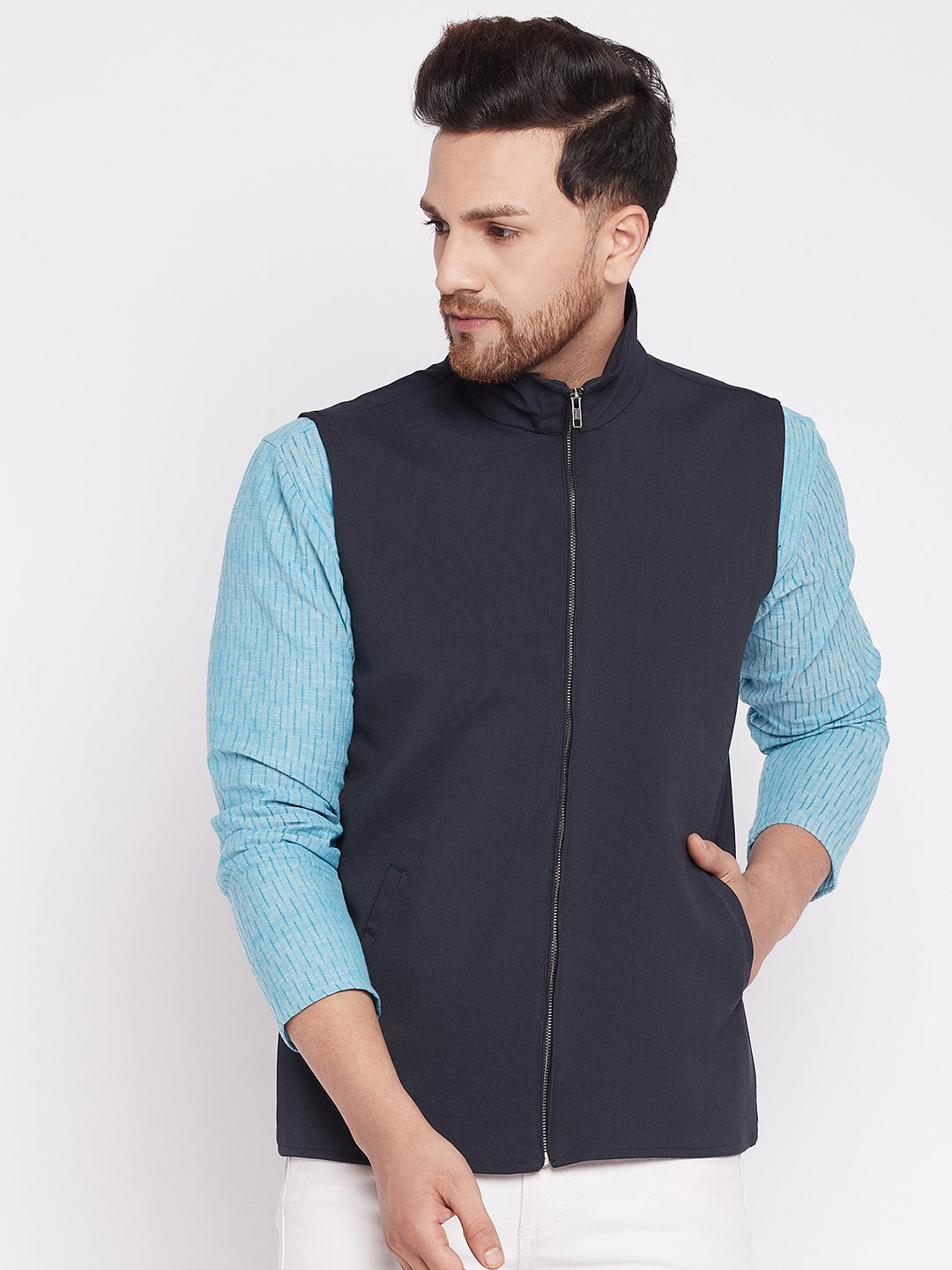Men's Nehru Jacket With Welt Pocket
