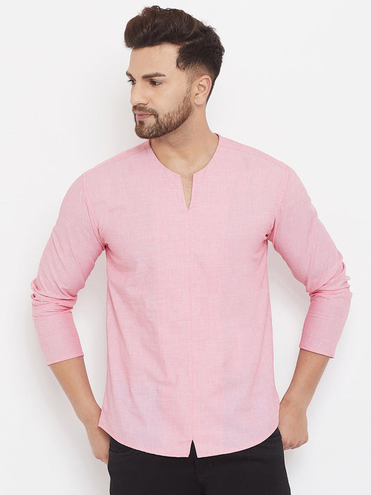 Men's Pink Summer Casual Shirt Kurta