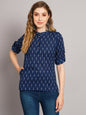 Women's Cotton Lurex Printed Flared Top