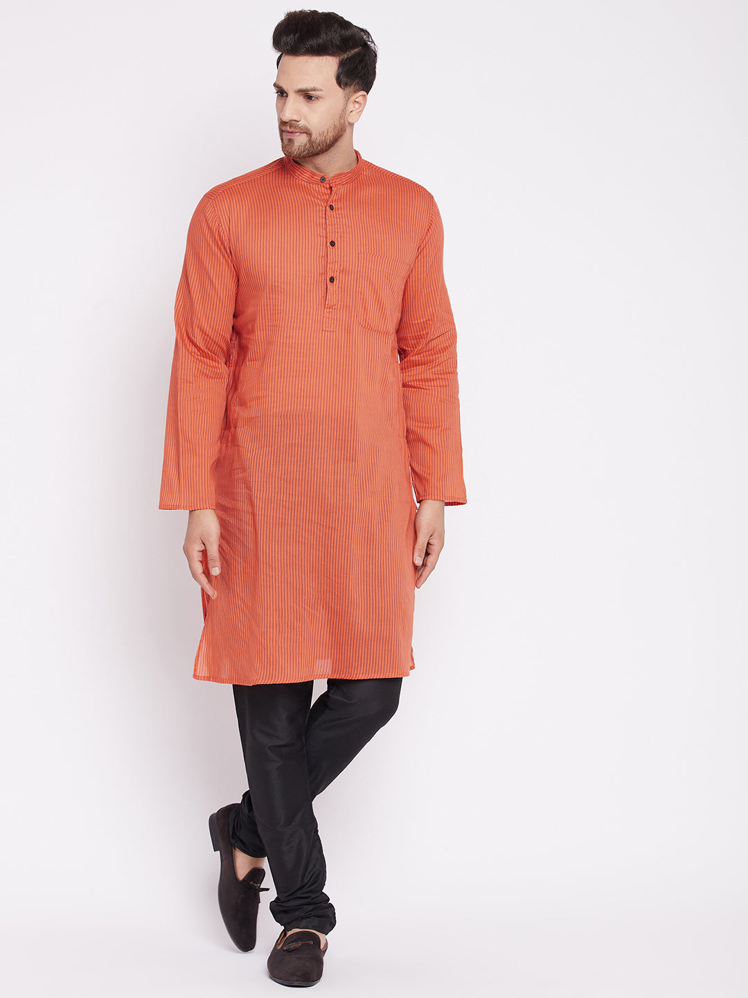 Men's Long Kurta with Band Colla