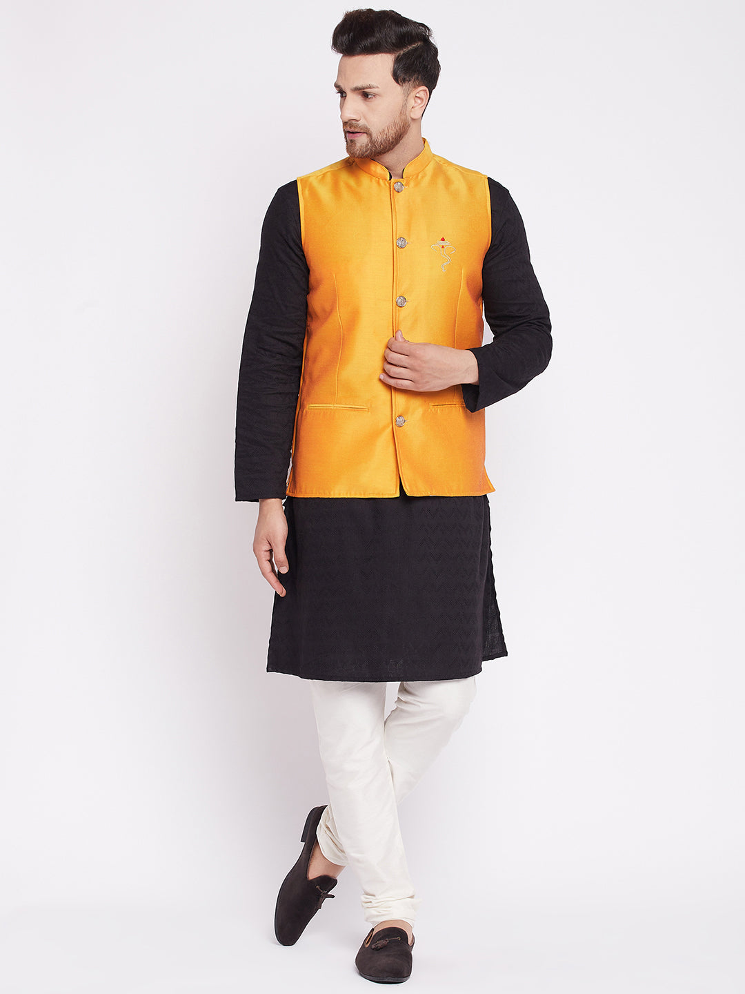 Men's Nehru Jacket With Embroided Insignia Of Lord Ganesh