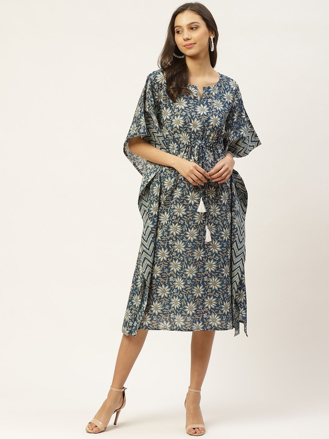Women's Cotton Blue Kaftan Kurta