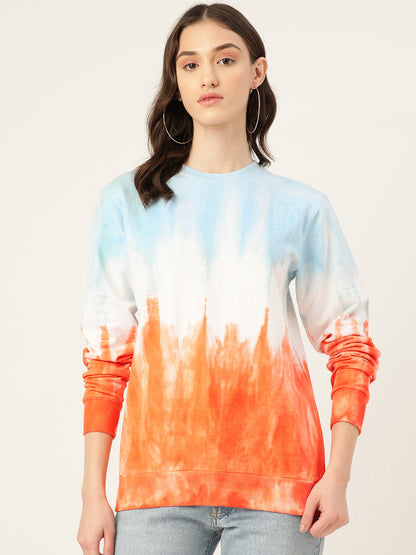 Women's Blue And Orange Tie and Dye SweatShirt