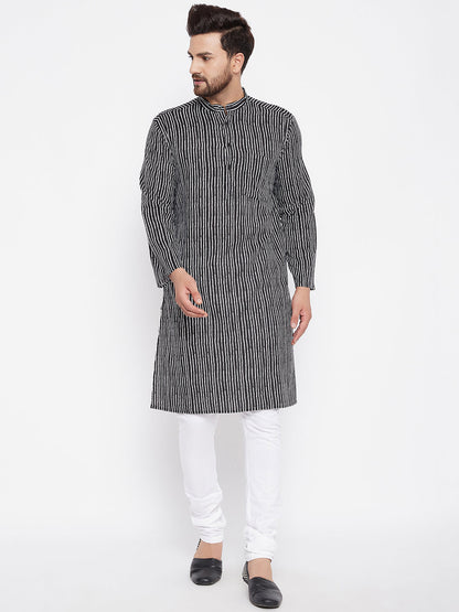 Men's Printed Striped Straight Kurta