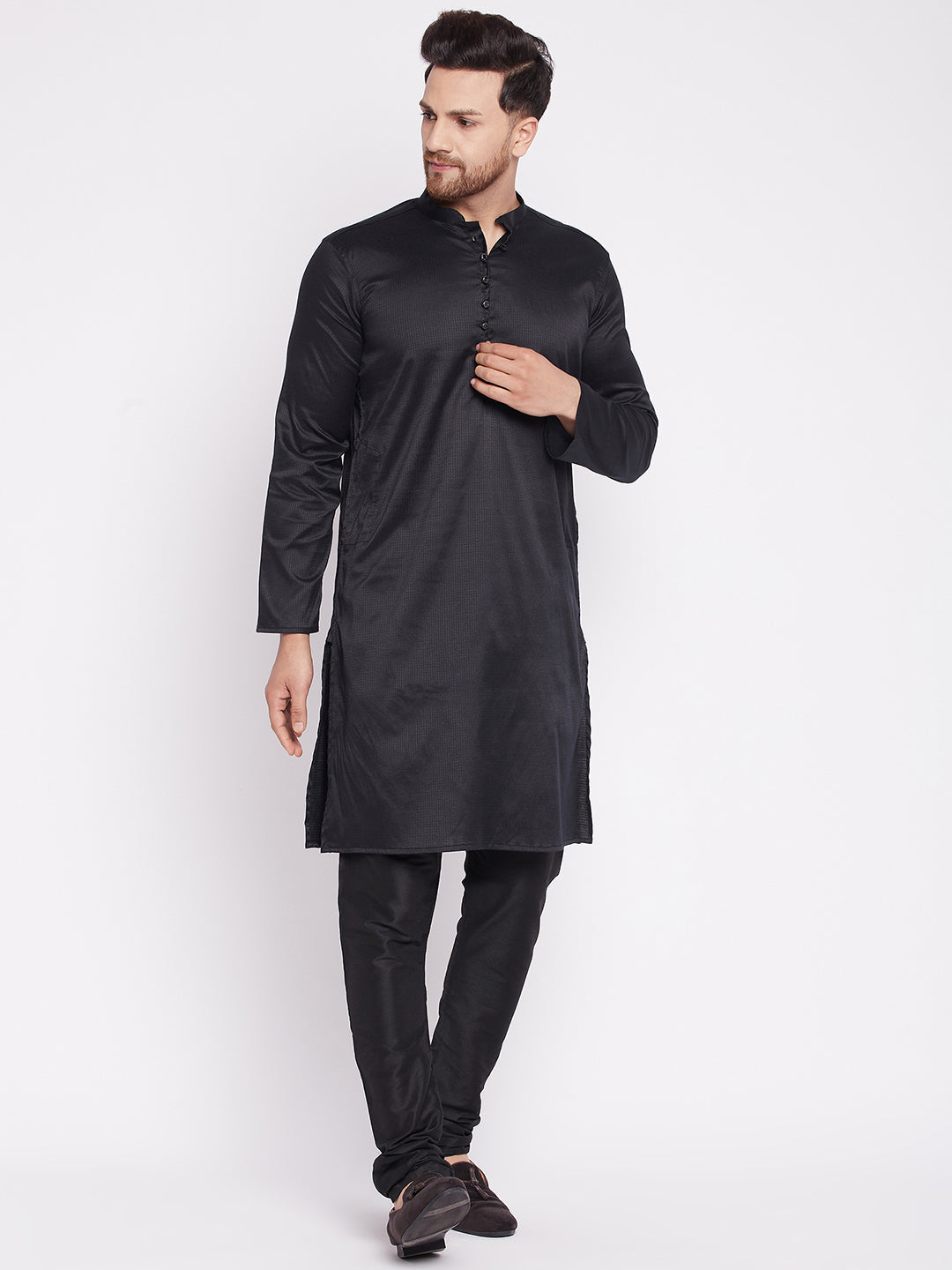 Men's Long Kurta with Band Colla