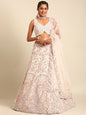 Women 's Cream Net Multi Sequins with heavy Zarkan embroidery Ready to Wear Lehenga choli & Dupatta