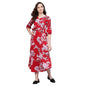 Women's Red Polyester Printed Half Sleeve V Neck Casual Dress