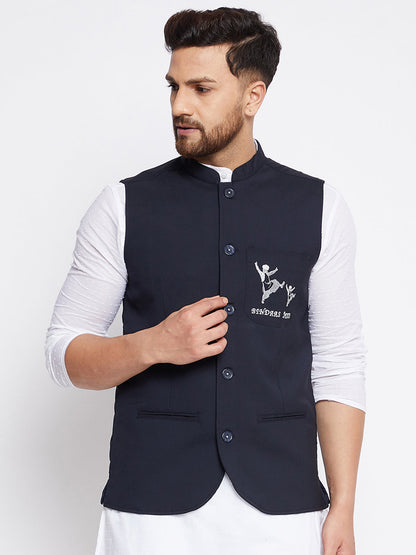 Men's Bindaas Jiyo Woven Design Nehru Jacket