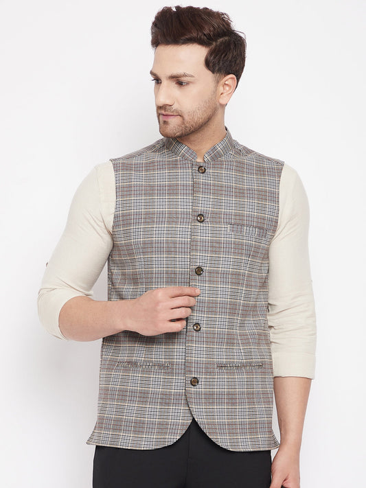 Men's Multi Color Nehru Jacket-Contrast Lining-Free Pocket Square