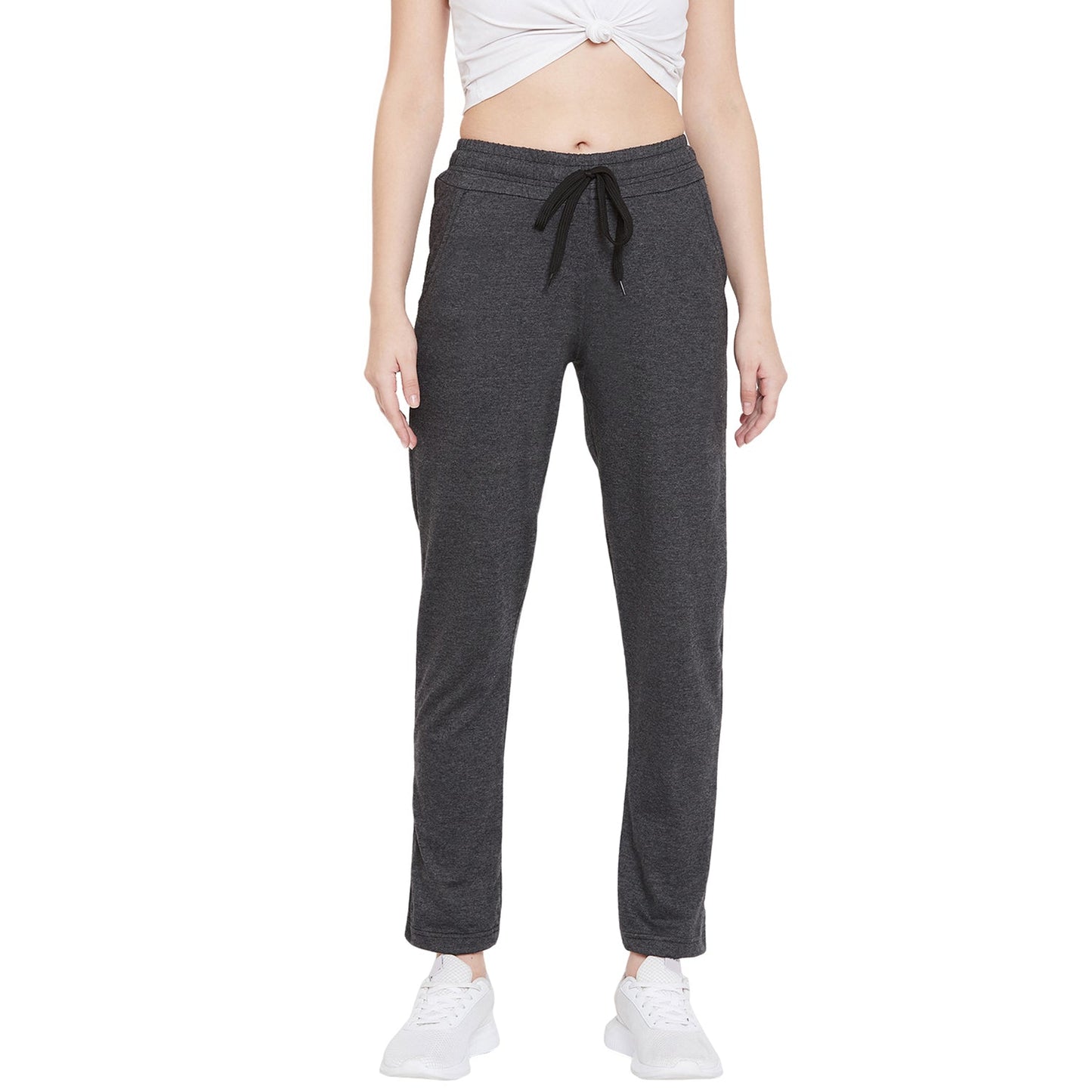 Women's Dark Grey Cotton Track Pan