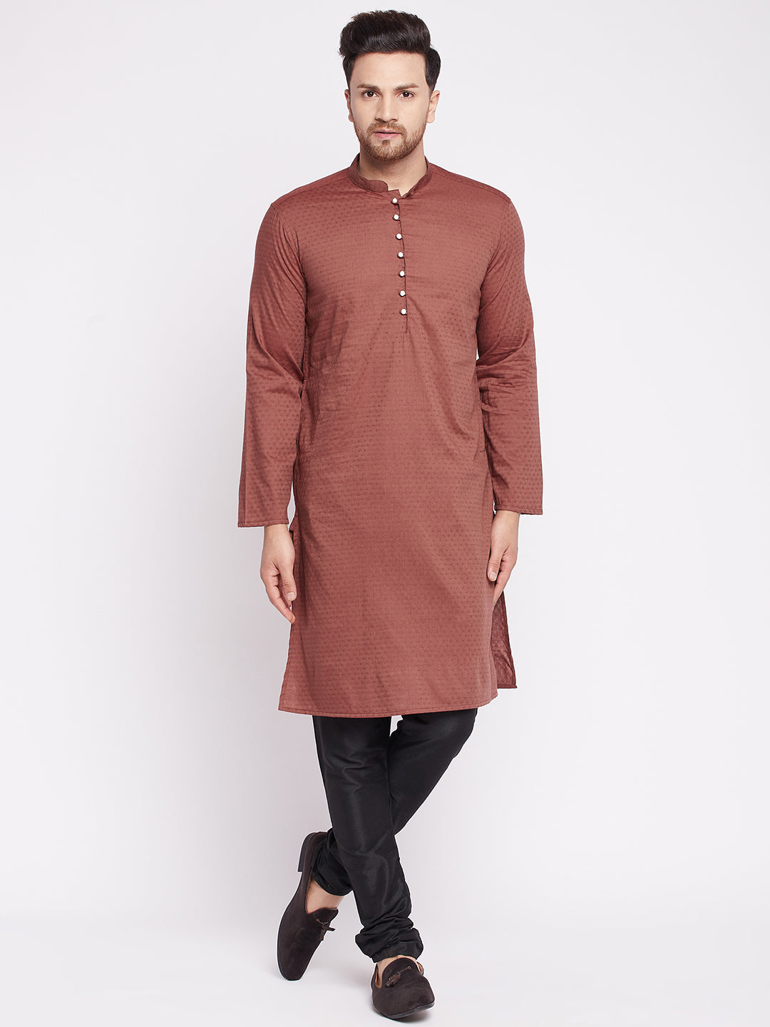Men's Long Kurta with Band Colla