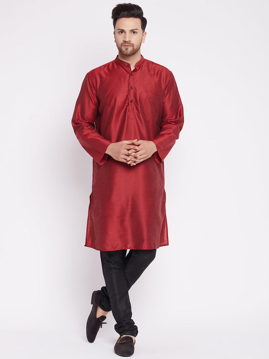 Men's Long Kurta with Band Colla