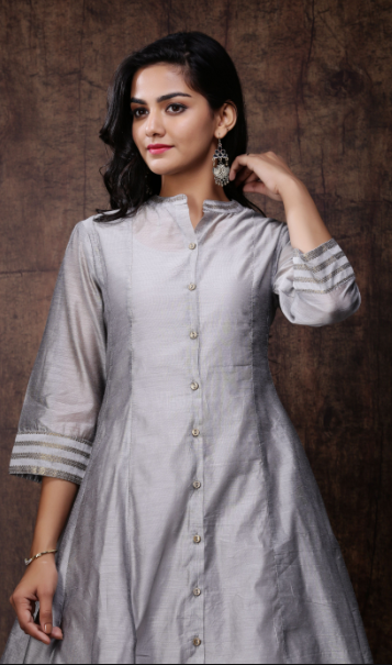 Women's Chanderi Embellished Jacket Style 2 Piece Kurta
