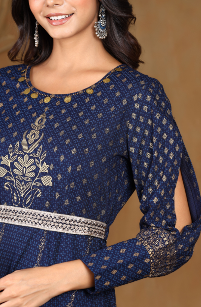 Women's Rayon Printed Flared Dress With Bel