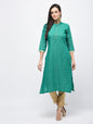Women's Dark Green Polyster Solid Sleeveless V-Neck Dress