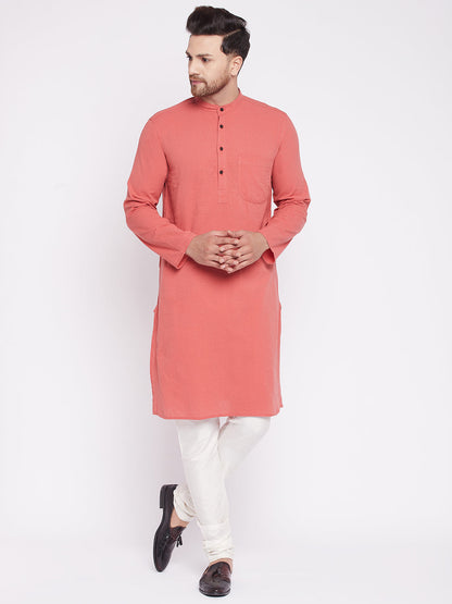 Men's Long Kurta with Band Colla