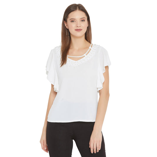 Women's Embellished Self Design Round Neck