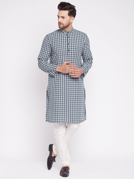 Men's Long Kurta with Band Colla