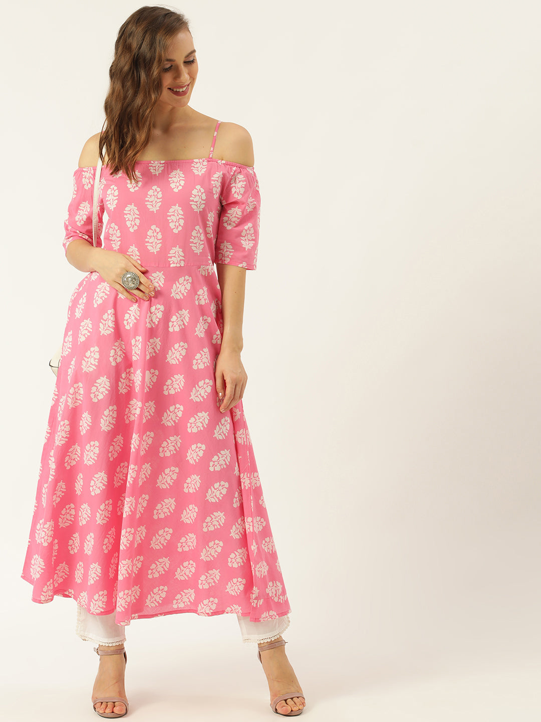 Women's Pink Printed Kurta