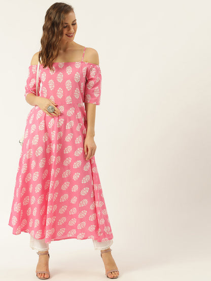 Women's Pink Printed Kurta