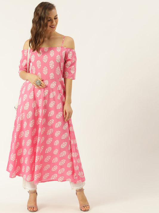 Women's Pink Printed Kurta