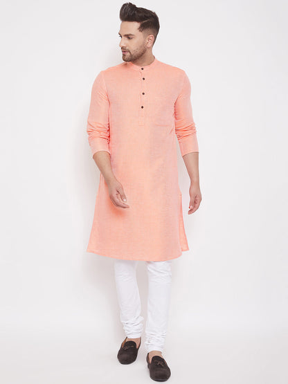 Men's Peach Cotton Kurta