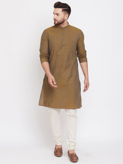 Men's Brown Cotton Kurta