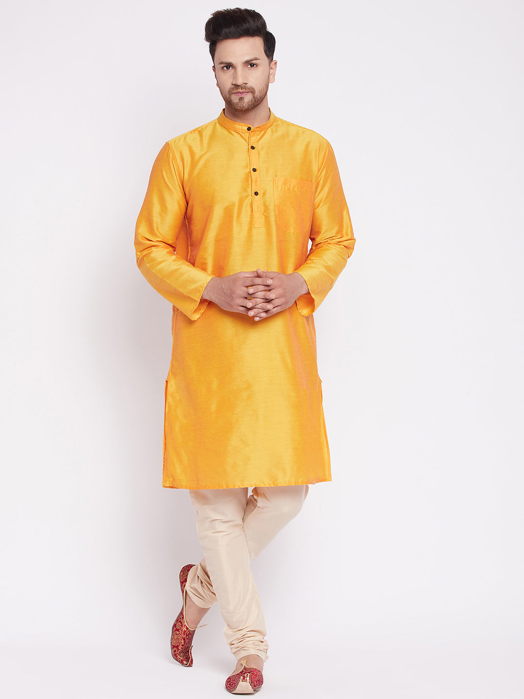Men's Long Kurta with Band Colla