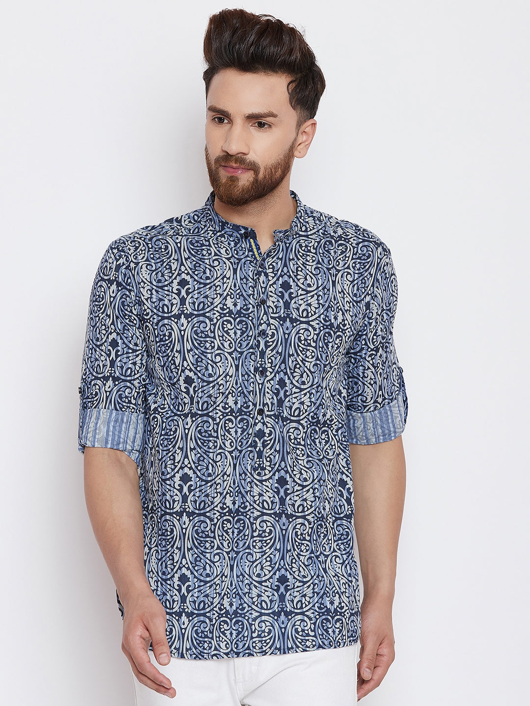 Men's Printed Cotton Shirt Kurta