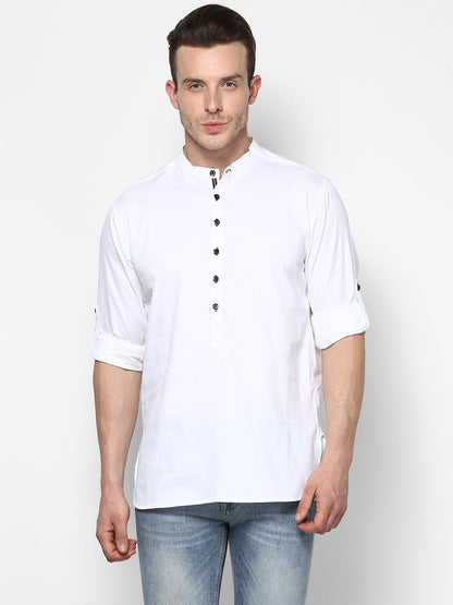 Men's White Cotton Shirt Kurta