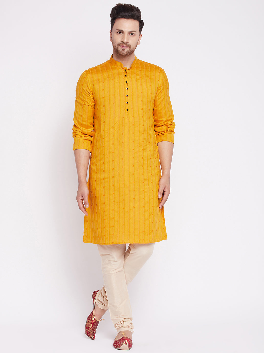 Men's Long Kurta with Band Colla