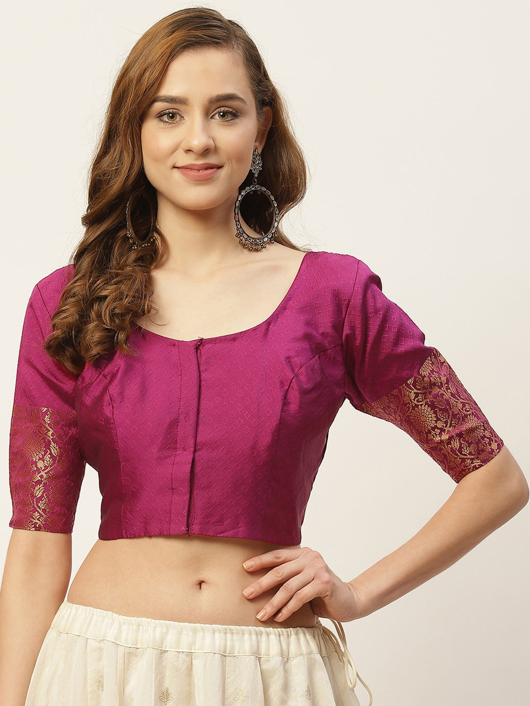 Women's Wine Purple Brocade Blouse by Shringa