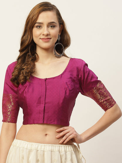 Women's Wine Purple Brocade Blouse by Shringa