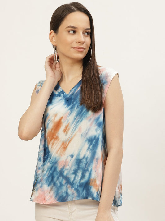 Women's Mutlicolor  Rayon Tie-Dye Top (1pc)