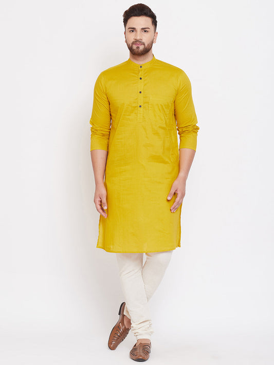 Men's Cotton Kurta With Band Collar