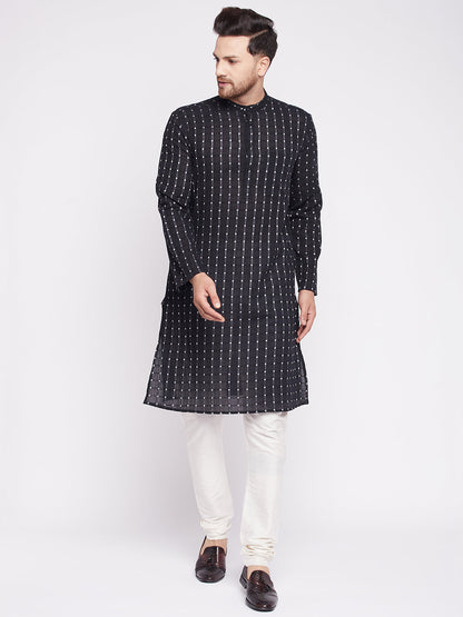 Men's Long Kurta with Band Colla