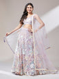 Women 's Muave Net Sequinse Work Ready to Wear Lehenga & stitched Blouse with Dupatta