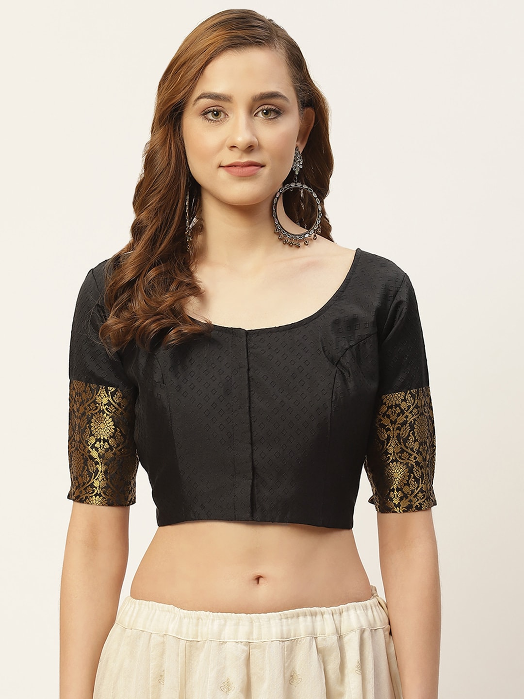 Women Black Saree Blouse by Shr