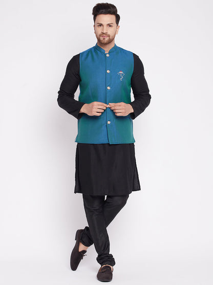 Men's Nehru Jacket With Embroided Insignia Of Lord Ganesh